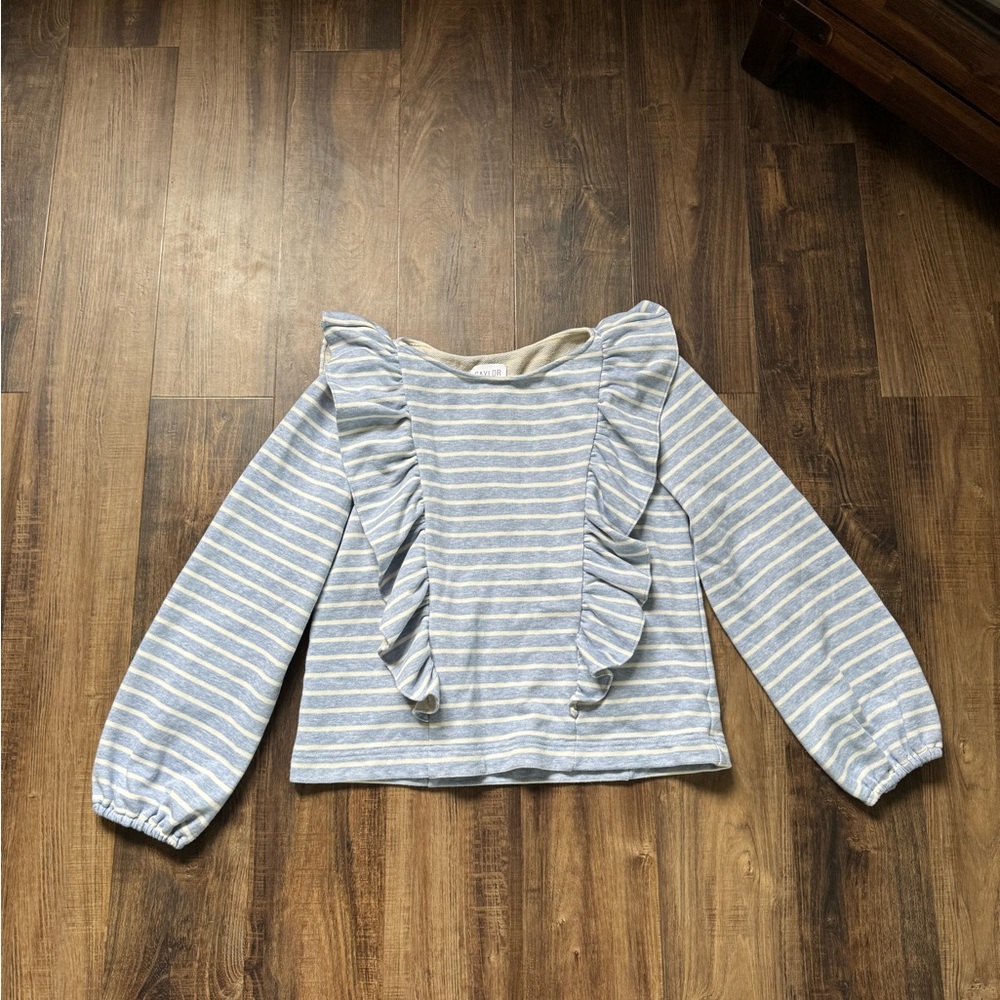 Saylor Women’s Blue and White Ruffle Long Sleeve